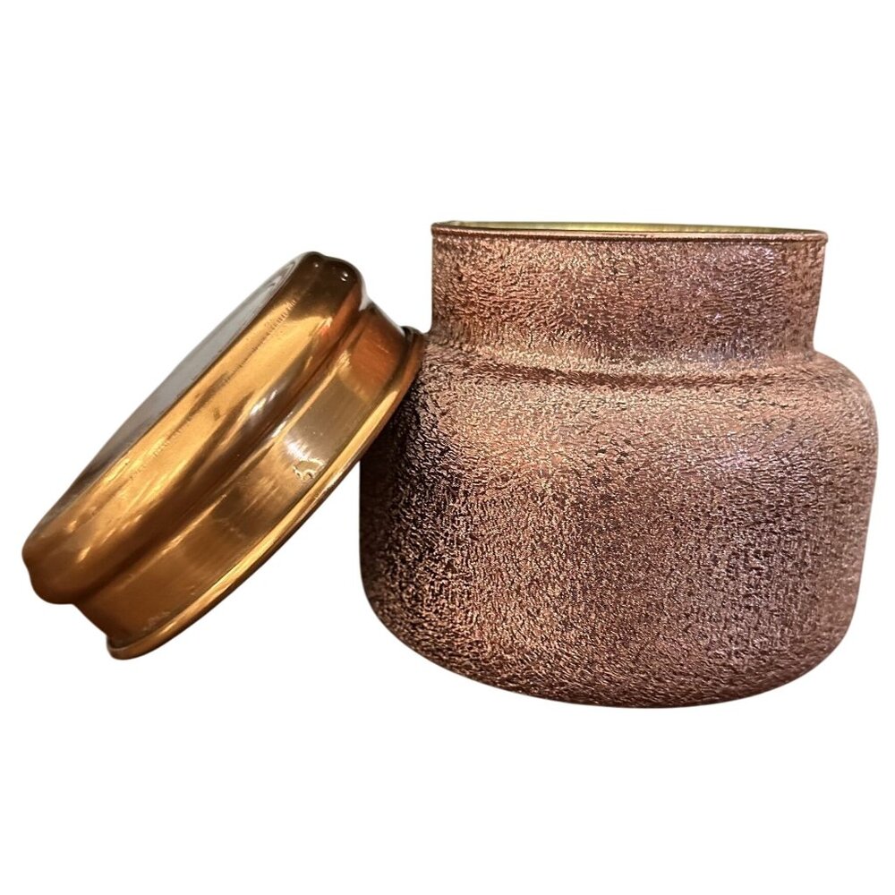 Capri Blue Empty Candle Jar 19oz Rose Gold Glam Glass Glitter Brass Lid DIY - Picture 2 of 5